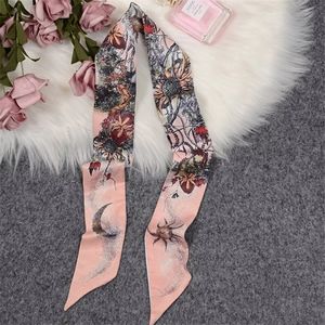 New Sun and Moon Silk Skinny Scarf Twilly